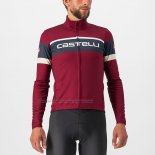 2022 Cycling Jersey Castelli Dark Red Long Sleeve and Bib Short