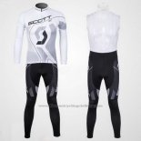 2012 Cycling Jersey Scott White and Gray Long Sleeve and Bib Tight