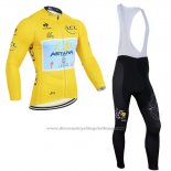 2014 Cycling Jersey Astana Lider Yellow Long Sleeve and Bib Tight