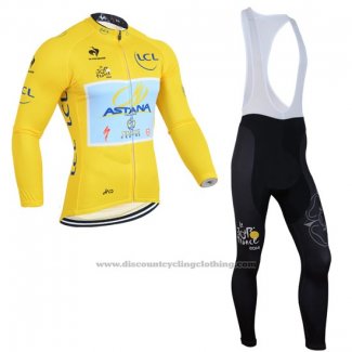 2014 Cycling Jersey Astana Lider Yellow Long Sleeve and Bib Tight