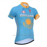 2014 Cycling Jersey Astana Sky Blue Short Sleeve and Bib Short