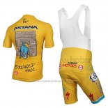 2014 Cycling Jersey Astana Yellow Short Sleeve and Bib Short