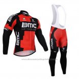 2015 Cycling Jersey BMC Black and Red Long Sleeve and Bib Tight