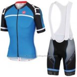 2016 Cycling Jersey Castelli Black and Blue Short Sleeve and Bib Short