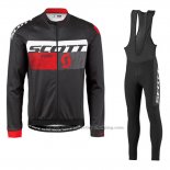 2016 Cycling Jersey Scott Red and Black Long Sleeve and Bib Tight