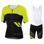 2017 Cycling Jersey Sportful Yellow and Black Short Sleeve and Bib Short