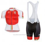 2017 Cycling Jersey Women Castelli Maratona Red and White Short Sleeve and Bib Short