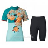 2017 Cycling Jersey Women Vaude Light Blue Short Sleeve and Bib Short