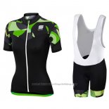 2017 Cycling Jersey Women Women Sportful Primavera Black Short Sleeve and Bib Short