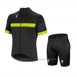 2018 Cycling Jersey Specialized Black White Yellow Short Sleeve And Bib Short