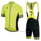 2018 Cycling Jersey Specialized Yellow Black Short Sleeve And Bib Short