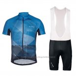 2018 Cycling Jersey Vaude Majura Blue Short Sleeve and Bib Short