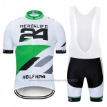2019 Cycling Jersey Herbalifr 24 White Green Short Sleeve and Bib Short