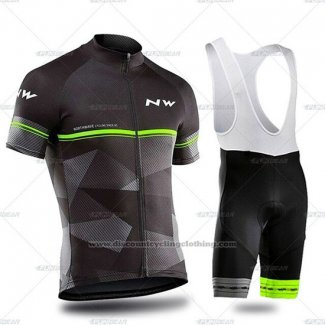2019 Cycling Jersey Northwave Black Gray Green Short Sleeve and Bib Short