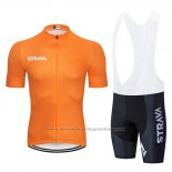 2019 Cycling Jersey STRAVA Orange White Short Sleeve and Bib Short