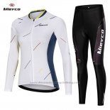 2019 Cycling Jersey Women Mieyco White Blue Long Sleeve and Bib Tight