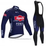 2021 Cycling Jersey Alpecin Fenix Deep Blue Long Sleeve And Bib Tight