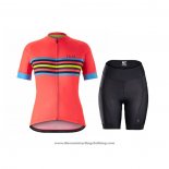2021 Cycling Jersey Women Bontrage Orange Short Sleeve And Bib Short QXF21-0029