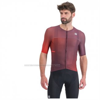 2023 Cycling Jersey Sportful Orange Red Short Sleeve and Bib Short