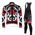 2011 Cycling Jersey Castelli Red and Black Long Sleeve and Bib Tight