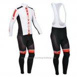 2013 Cycling Jersey Castelli Orange and White Long Sleeve and Bib Tight