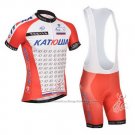 2014 Cycling Jersey Katusha White and Red Short Sleeve and Bib Short