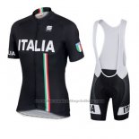 2016 Cycling Jersey Italy Black Short Sleeve and Bib Short