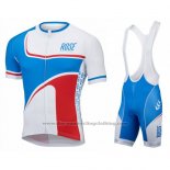 2016 Cycling Jersey Rose White and Blue Short Sleeve and Bib Short