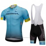 2018 Cycling Jersey Astana Blue Short Sleeve and Bib Short