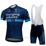 2018 Cycling Jersey Changing Diabetes Blue Short Sleeve and Bib Short