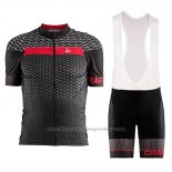 2018 Cycling Jersey Craft Route Black Red Short Sleeve and Bib Short