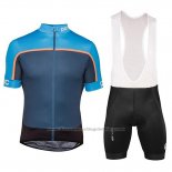 2018 Cycling Jersey POC Essential Road Block Blue Short Sleeve and Bib Short