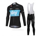 2018 Cycling Jersey Sky Black and Blue Long Sleeve and Bib Tight