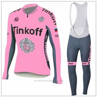 2018 Cycling Jersey Tinkoff Pink Long Sleeve and Bib Tight