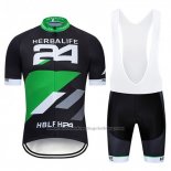 2019 Cycling Jersey Herbalifr 24 Black Green Short Sleeve and Bib Short