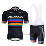 2019 Cycling Jersey UCI World Champion Movistar Black White Short Sleeve and Bib Short
