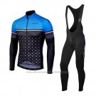 2020 Cycling Jersey Nalini Blue Black Long Sleeve and Bib Tight
