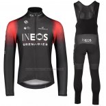 2022 Cycling Jersey Ineos Grenadiers Red Black Long Sleeve and Bib Short