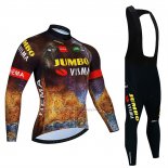 2022 Cycling Jersey Jumbo Visma Black Orange Long Sleeve and Bib Short