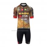 2022 Cycling Jersey Jumbo Visma Black Orange Short Sleeve and Bib Short