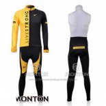 2009 Cycling Jersey Livestrong Black and Yellow Long Sleeve and Bib Tight