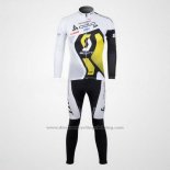 2012 Cycling Jersey Scott White and Yellow Long Sleeve and Bib Tight