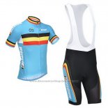 2013 Cycling Jersey Belgium Light Blue and Black Short Sleeve and Bib Short