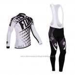 2014 Cycling Jersey Fox White and Black Long Sleeve and Bib Tight