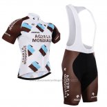 2015 Cycling Jersey Ag2rla Marron Short Sleeve and Bib Short