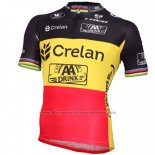 2016 Cycling Jersey Crelan AA Black and Yellow Short Sleeve and Bib Short