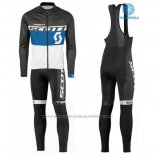 2016 Cycling Jersey Scott Blue and White Long Sleeve and Bib Tight