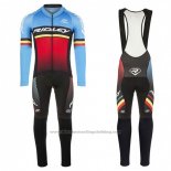 2017 Cycling Jersey Ridley Rincon Red and Blue Long Sleeve and Bib Tight