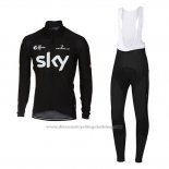 2017 Cycling Jersey Sky Deep Black Long Sleeve and Bib Tight