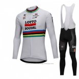 2018 Cycling Jersey UCI World Champion Lotto Soudal White Long Sleeve and Bib Tight
